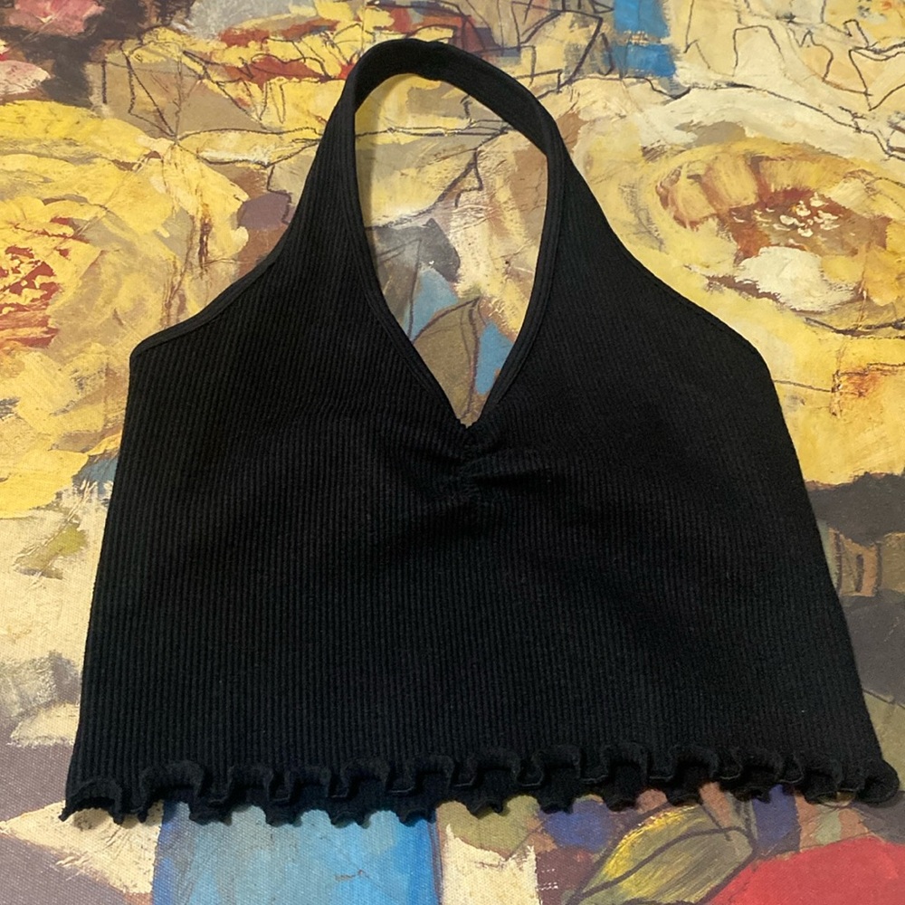 GILLY HICKS Ribbed Crop Halter Top
